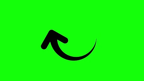 Animated black curved arrow icon scaling and rotating on green screen background Stock Footage 334095183