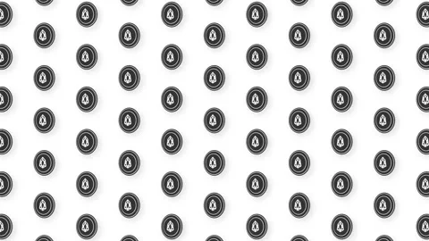 Animated Black Eos Cryptocurrency Flat Coin Video Seamless Pattern Background Stock Footage 157789542
