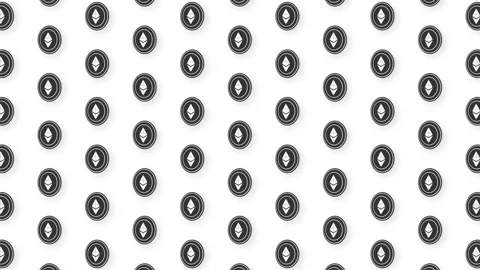 Animated Black Ethereum Cryptocurrency Flat Coin Video Seamless Pattern Stock Footage 157785610