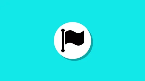 Animated black flag icon appears on a bright blue background with shadow ef.. Stock Footage 327762927