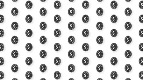 Animated Black Flat Coin Dollar Video Seamless Pattern Background. 4k Stock Footage 157788243