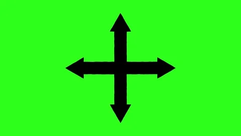 Animated Black Four-Way Arrows on Bright Green Grid Background Stock Footage 318773530