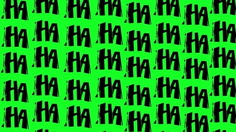 Animated Black HA HA HA Comic Laughter Pattern on Green Screen Stock Footage 346807214