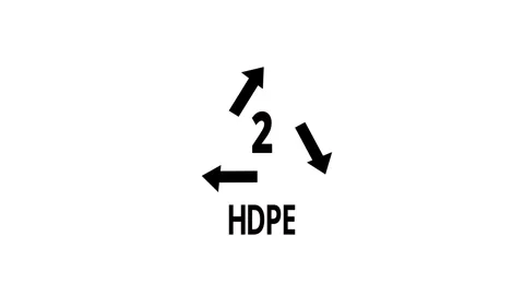 Animated black high-density polyethylene (HDPE 2) plastic recycling code icon 스톡 동영상 343695361