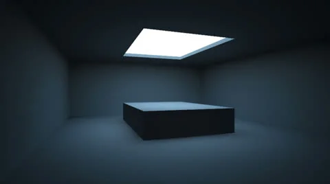 Animated black interior room with a window in the ceiling Stock Footage 24832040