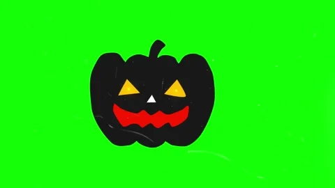 Animated black jack o lanterns repeating pattern against a bright neon green Stock Footage 347457528