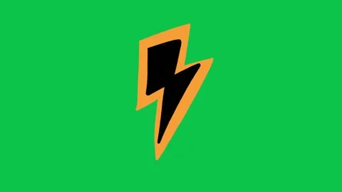 Animated Black Lightning Bolt Yellow Border Green Screen Stock Footage 343078741