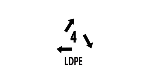 Animated black low-density polyethylene (LDPE 4) plastic recycling code icon  Stock Footage 343694927