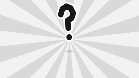 Animated black question mark bouncing against a rotating grey and white sunburst Vídeos de archivo 334931134