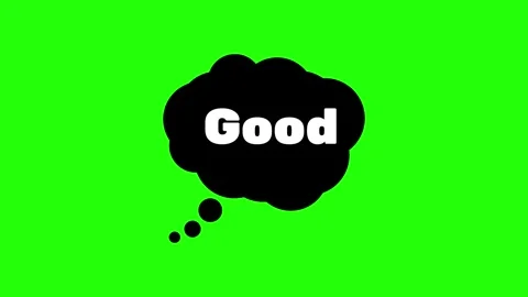 Animated Black Thought Bubble with Good Text on Green Screen Stock Footage 344834434