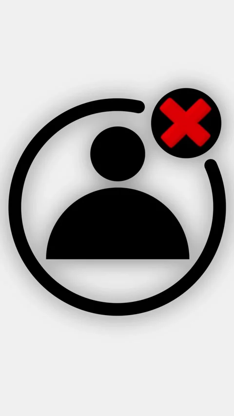 Animated Black User Icon with Red Cross Symbol and Circle Outline on White .. Stock Footage 344858402