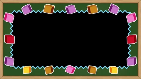 Animated Blackboard Frame with Colorful Blocks and Copy Space Loop Stock Footage 345705366