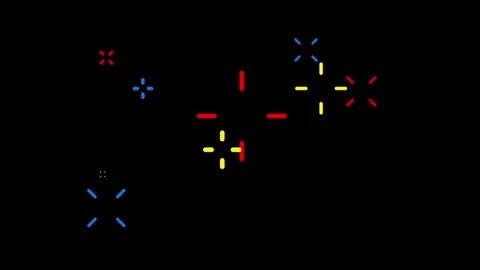Animated blinking cross lines in red yellow and blue animate rhythmically Stock Footage 317300996