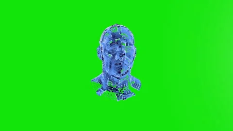 Animated block particles forming human head, illustrating Artificial Intelli Stock Footage 319073439