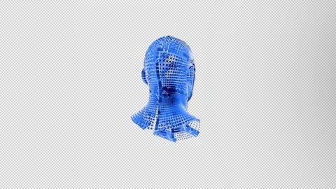 Animated block particles forming human head, illustrating Artificial Intelligenc Video stock 326623598