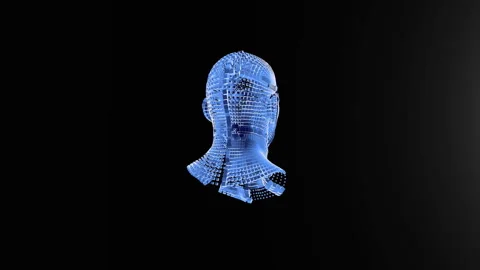 Animated block particles human head, illustrating Artificial Intelligence, l Video stock 319073414