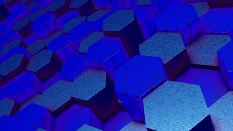 Animated blue 3d moving hexagonal-shaped pattern background Video stock 199375878
