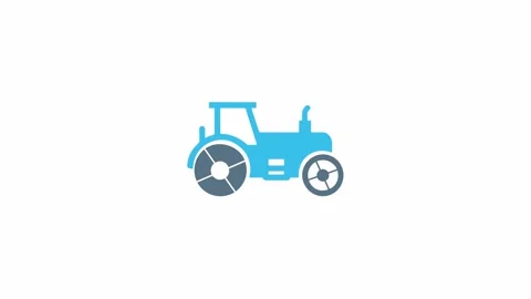 Animated Blue and Grey Tractor Vector Icon Video stock 340049302