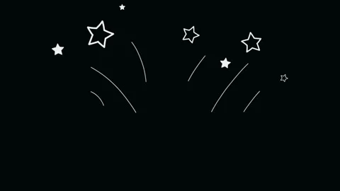Animated blue and white hand drawn stars exploding on a plain black background 스톡 동영상 345136855