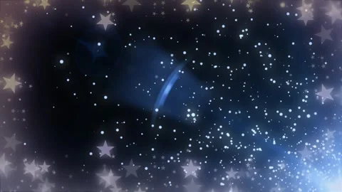 Animated blue background with floating white stars and glowing light particles Stock Footage 345634885