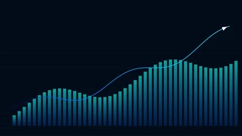 Animated Blue Bar Chart with Rising Trend Line Stock Footage 342791881