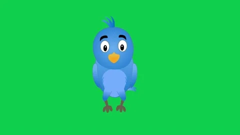 Animated blue bird on green screen ideal for animation compositing Stock Footage 309099508