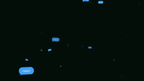 Animated blue chat bubbles with text Hello on black background Stock Footage 324564331