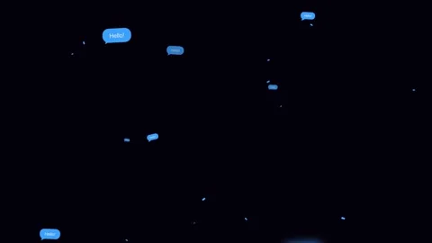 Animated blue chat bubbles with text Hello on black background Stock Footage 324564332