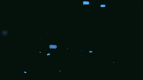 Animated blue chat bubbles with text on dark background Stock Footage 324564339