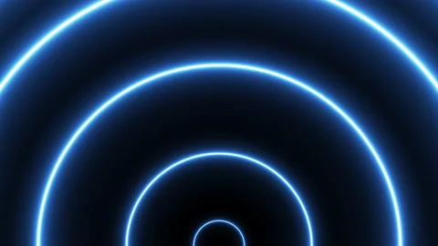 Animated blue circle halves neon elements on a dark background Stock Footage 149447321
