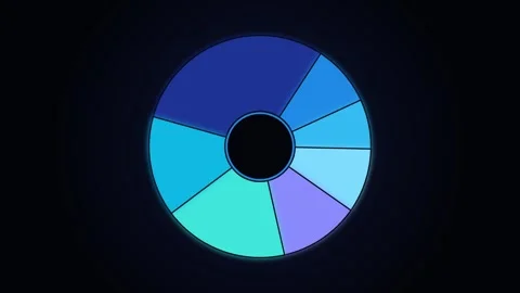 Animated blue circular pie chart infographic loop with rotating data 스톡 동영상 347540915