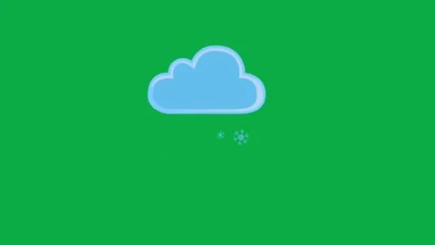 Animated blue cloud with falling snowflakes on green screen background Stock Footage 331301354