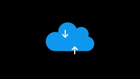 Animated blue cloud icon demonstrating upload and download data transfer Stock Footage 317901132