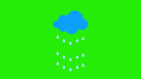 Animated blue cloud icon with stylized continuous falling raindrops weather.. Stock Footage 329145206