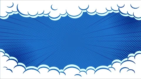 Animated Blue Comic Book Background with Clouds and Speed Lines Stock Footage 334683416
