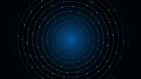 Animated Blue Concentric Circles with Glowing Particles Stock Footage 344512311