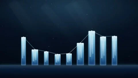 Animated Blue Digital Financial Bar Chart Showing Fluctuating Market Data and Stock Footage 344775313
