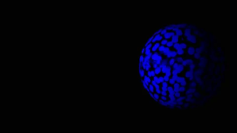 Animated Blue Dots Sphere Rotating Black Background Virus Seamless Loop Stock Footage 162088594