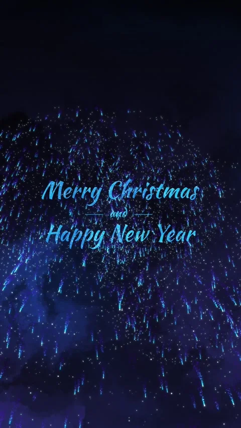 Animated blue fireworks exploding in dark indigo night sky, celebrating arriv Vídeo Stock 321839653