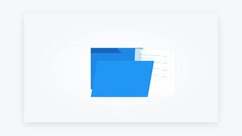 Animated Blue Folder Icon Releasing White Digital Document Sheets into Orga.. Stock Footage 346611827