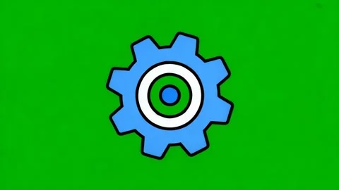 Animated blue gear icon with concentric circles on green screen background .. Stock Footage 320816685
