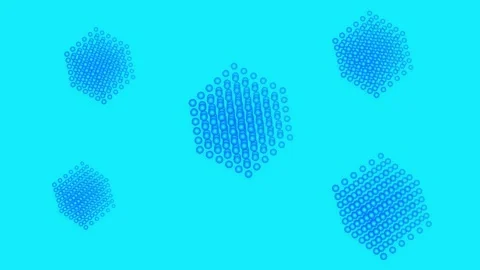 Animated blue geometric cubes floating on bright background Stock Footage 345548878