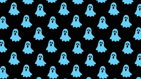 Animated blue ghost silhouette pattern on a black background. Halloween holiday  Stock Footage 161340749