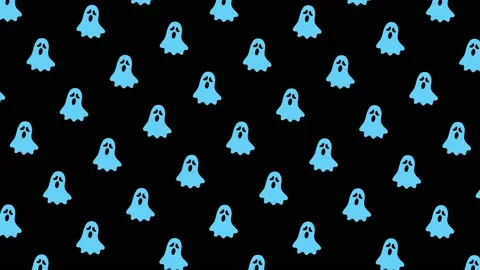 Animated blue ghost silhouette pattern on a black background. Halloween holiday Stock Footage 162323792