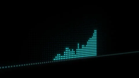 Animated blue graph ascending across grid on black background, financial data Stock-Footage 305597405