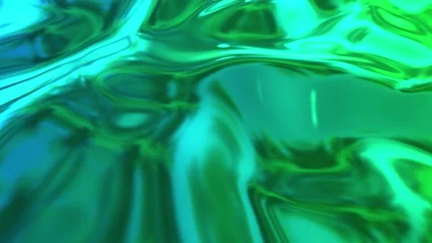 Animated blue green metalic gradient in 4k. 3D render of wavy cloth surface that Stock Footage 130303626