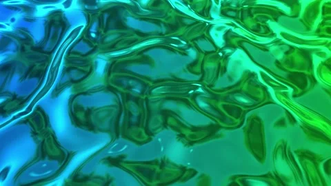 Animated blue green metalic gradient in 4k. 3D render of wavy cloth surface that Stock Footage 133319833