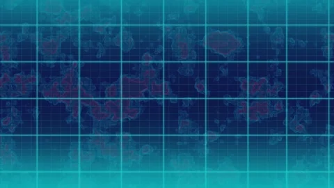 Animated blue grid background with a planet , digital glowing grid landscape Stock Footage 297145295