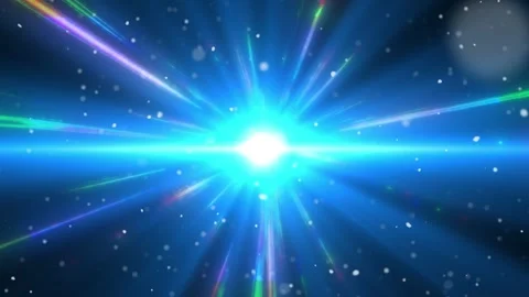 Animated blue lens flare and starburst light effects on dark background with 스톡 동영상 345101830