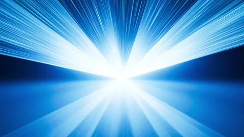 Animated blue light rays burst outward in seamless motion Video stock 321616050